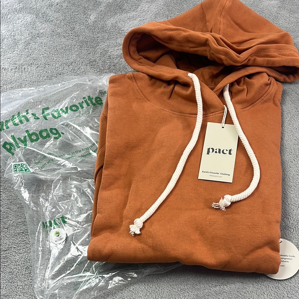 NEW Pact L Womens Orange Hoodie Unisex Amber Brown One-for-All Hoodie